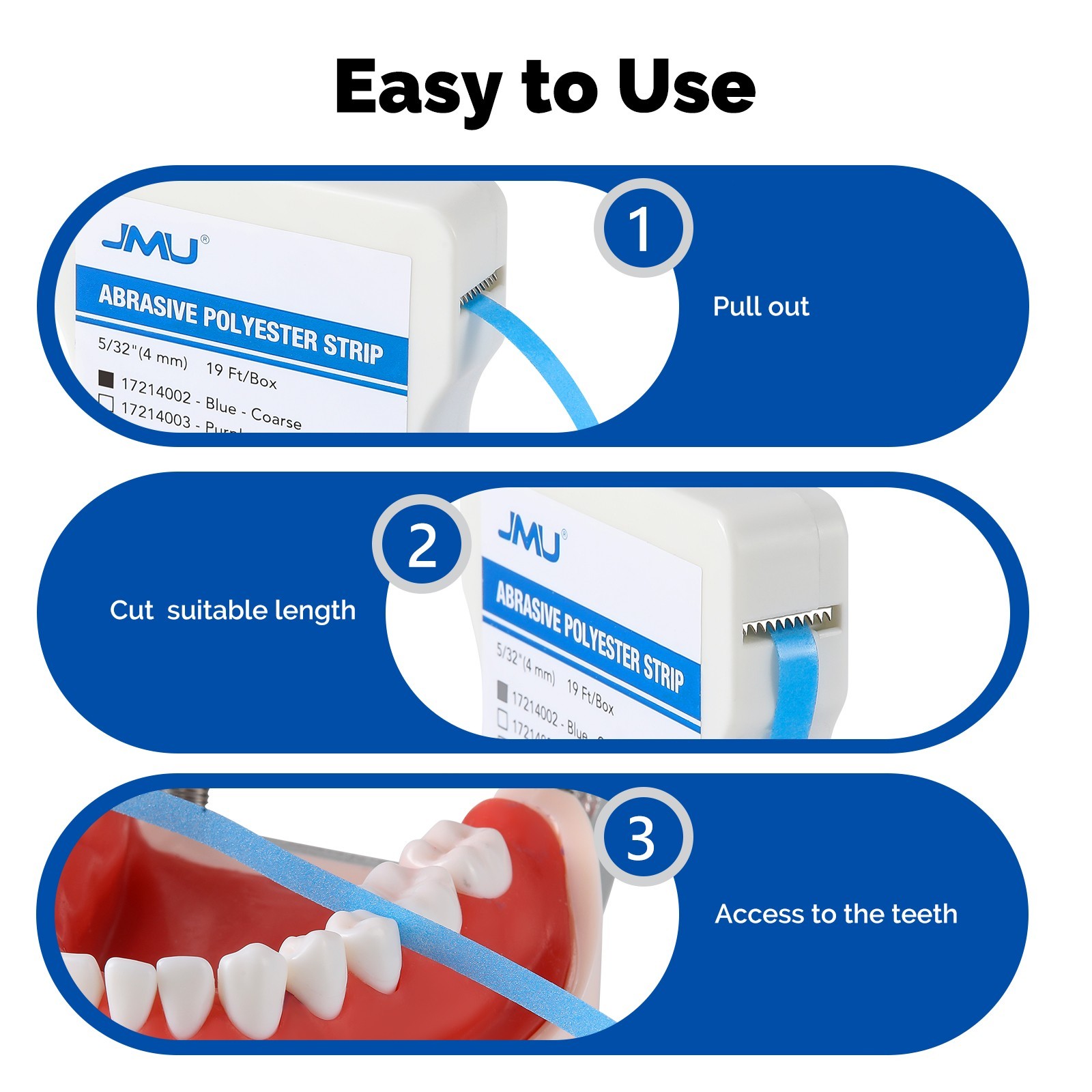 JMU Dental Abrasive Strips Polyester Polishing Strip Coarse/Medium/Fine