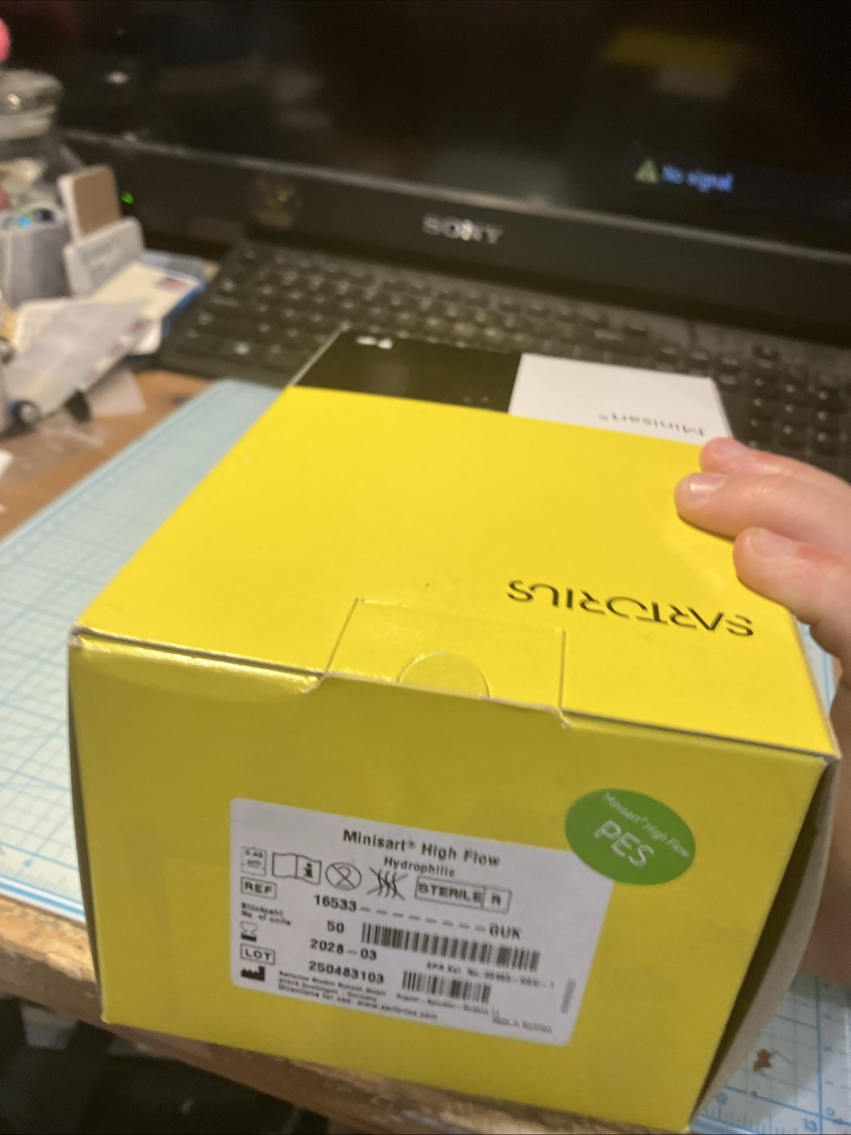 SARTORIUS Minisart High Flow Hydrophilic 0.45 um 16533- GUK (50/pack); EXP 03/28