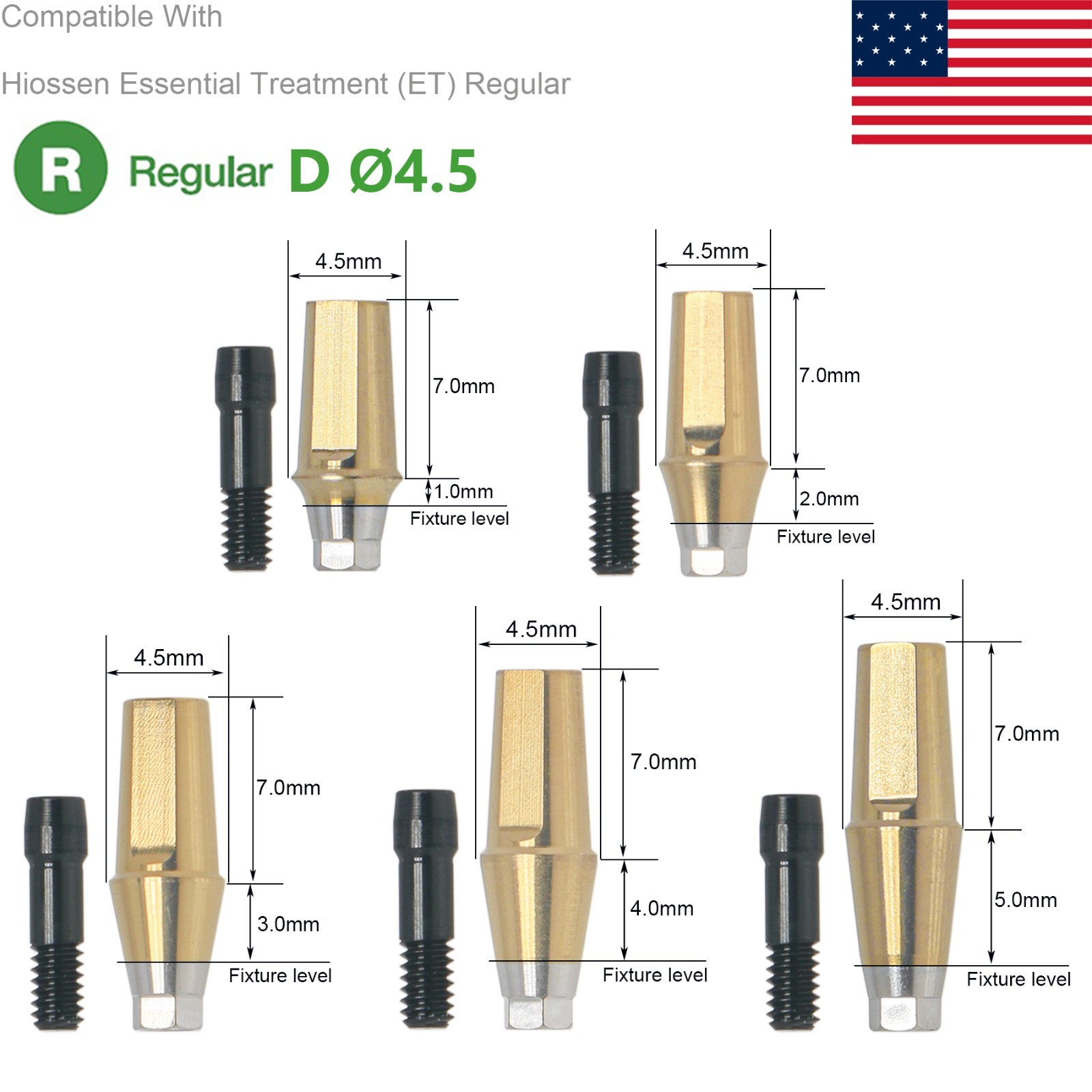 US Dental Hex Straight Transfer Abutment Mini Regular Fit Osstem Hiossen TS