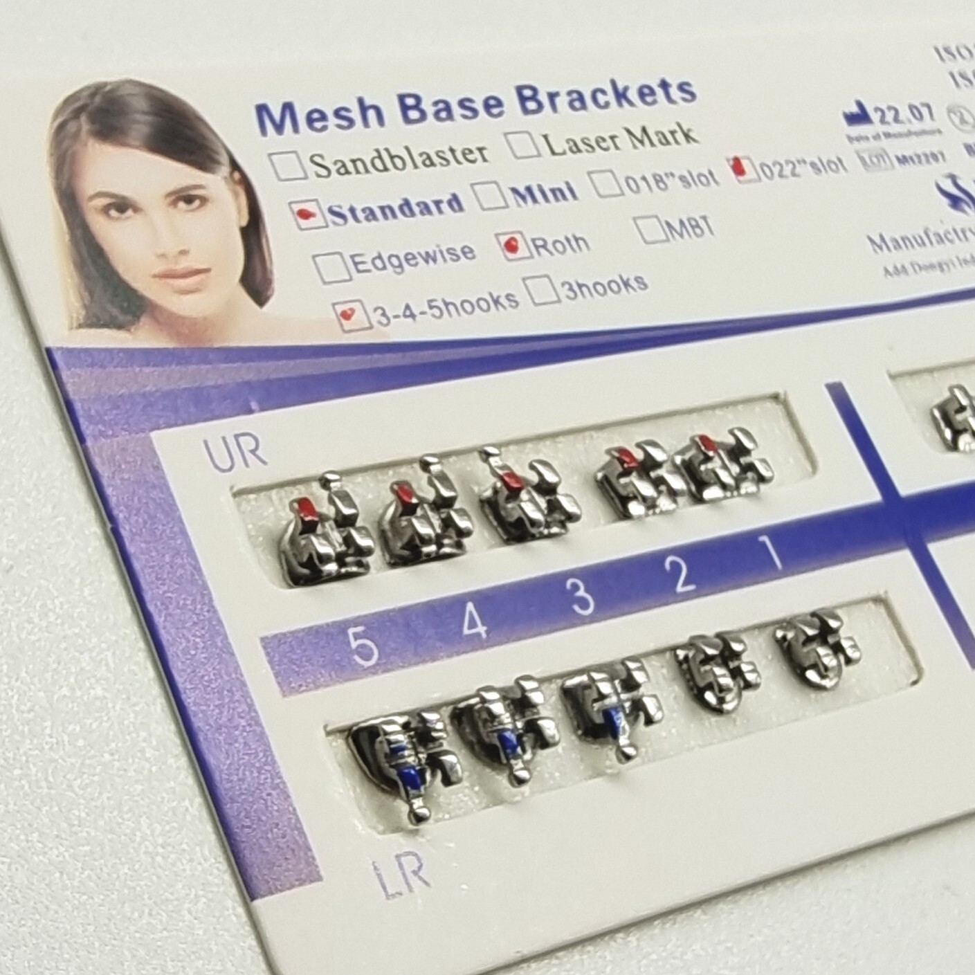 100Pks Dental Orthodontic Bracket Braces Standard Roth .022 Hooks 3-4-5 20pc/Kit