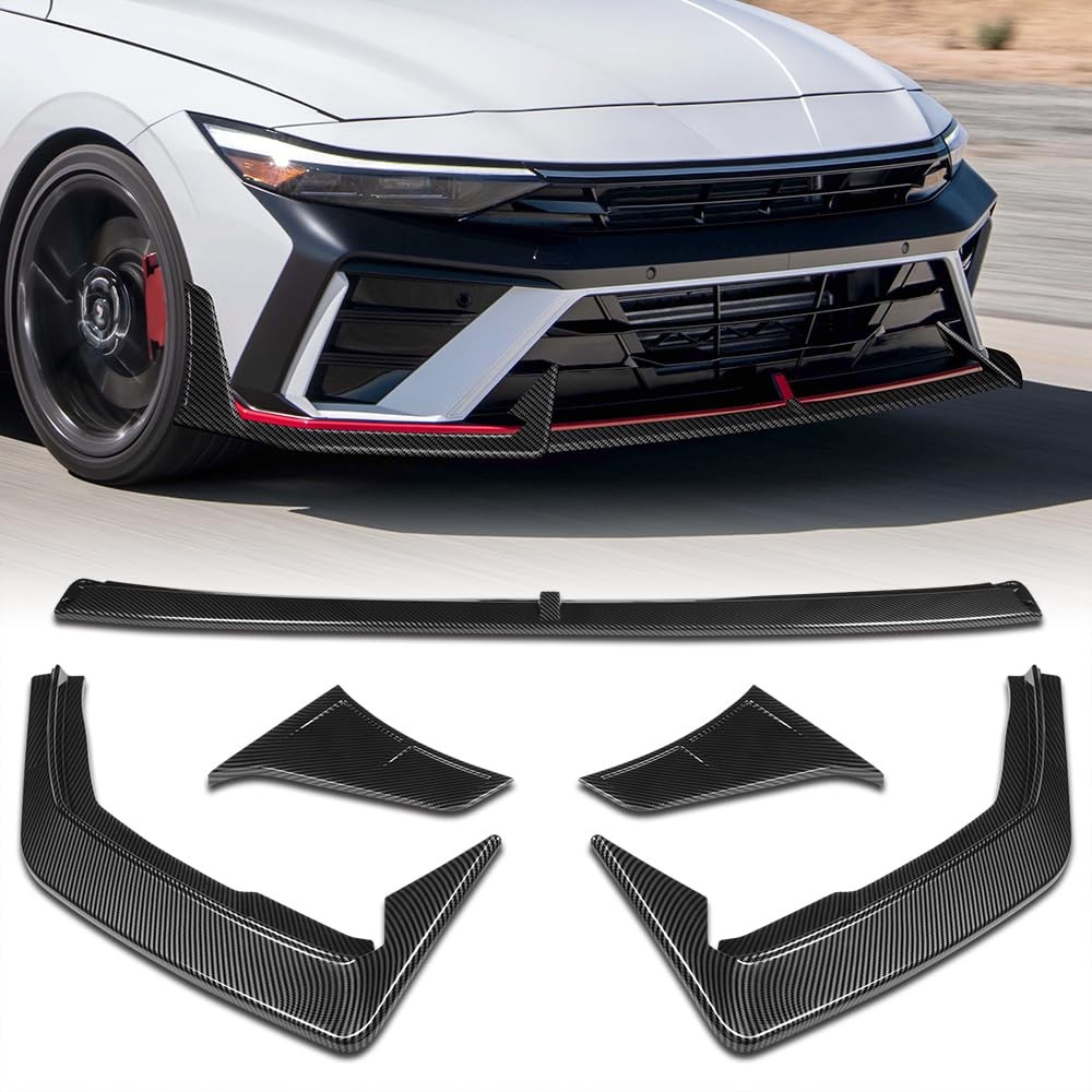 Front Bumper Lip Spoiler Painted Carbon Fiber ABS For 2024-2026 Elantra N N-Line