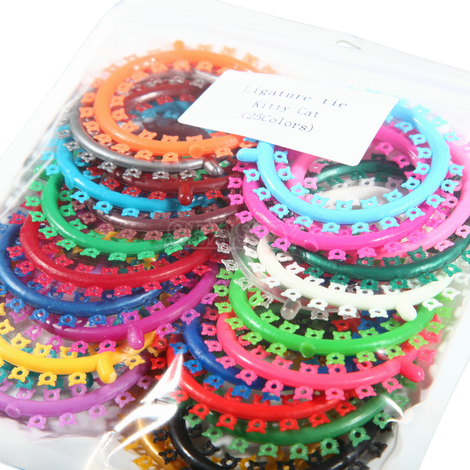 1000 Pcs/pack Orthodontic Elastic Rubber Multi-Color cat Design Ligature Ties