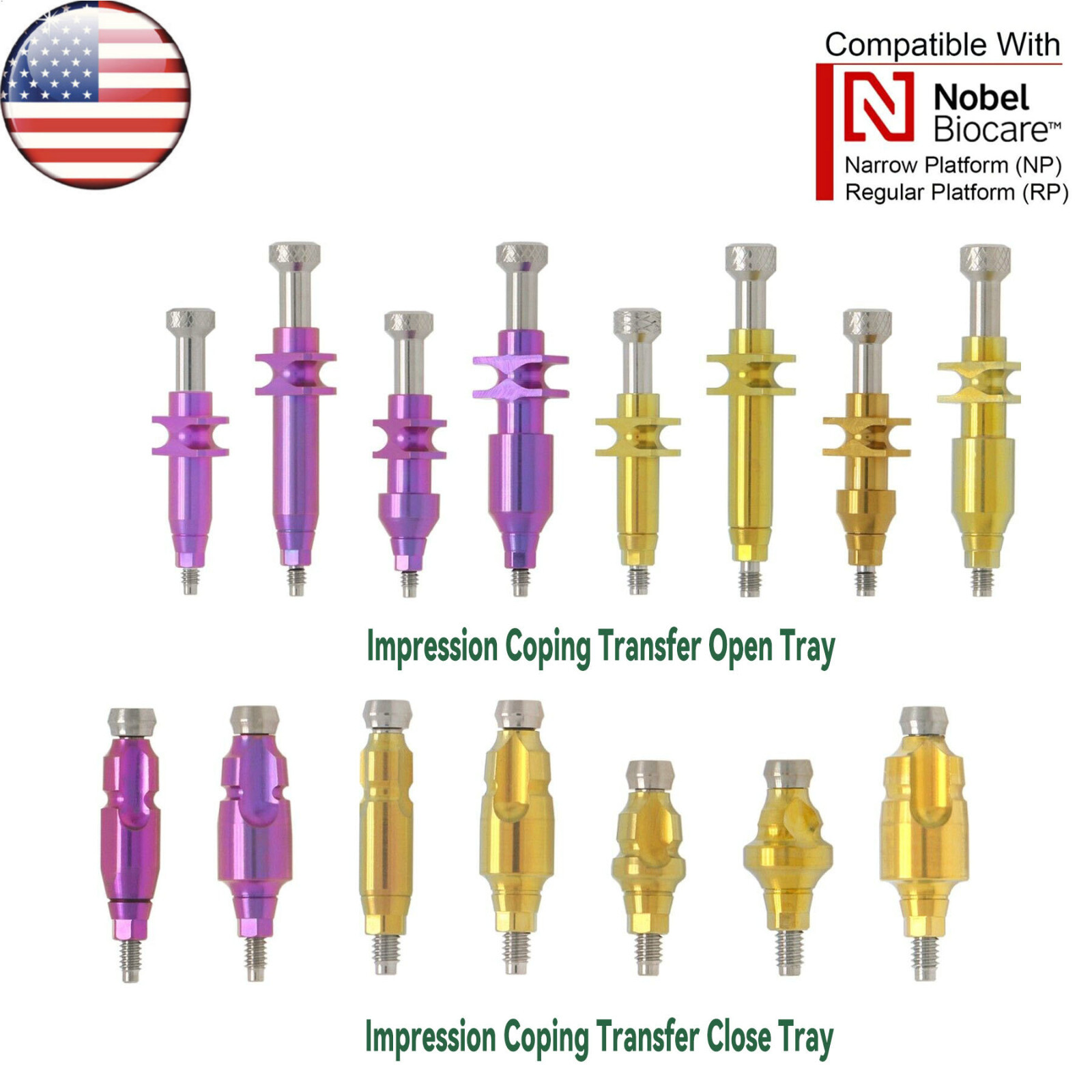 Dental Nobel Impression Coping Open/Colse Tray Conical Connection NP/RP Ø3.6/5.0