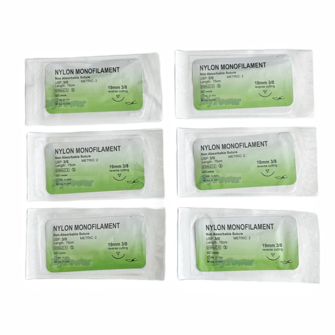100Pcs Dental Sutures Reverse Suture Metric 1.5 Nylon Monofilament 5-0 4-0 3-0