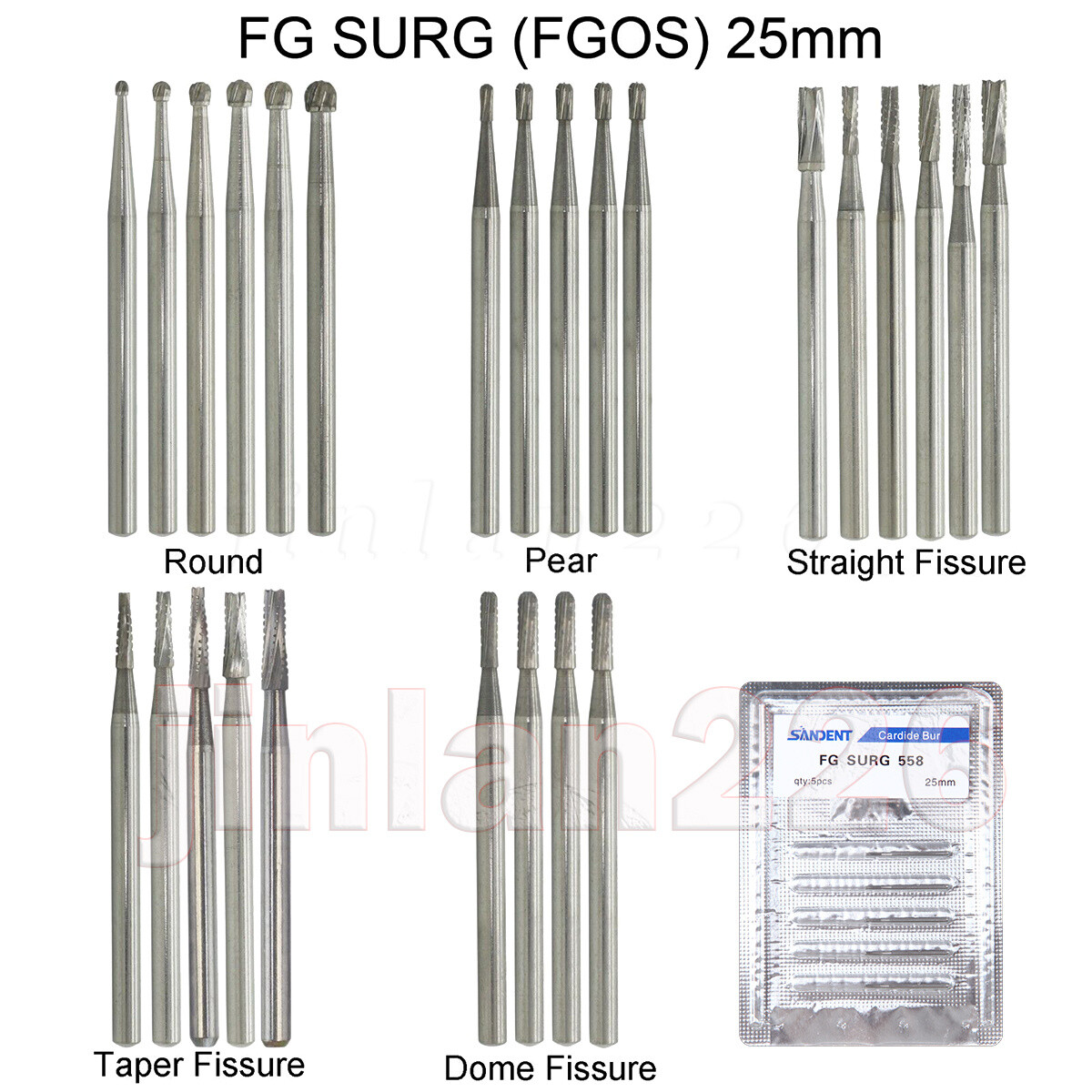 Dental Long Surgical Burs Carbide Taper Fissure FG SURG 25MM