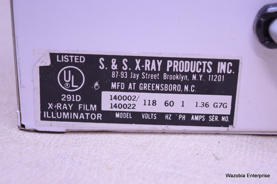 S & S X-RAY PRODUCTS DENTAL X-RAY FILM ILLUMINATOR VIEWING BOX 140002