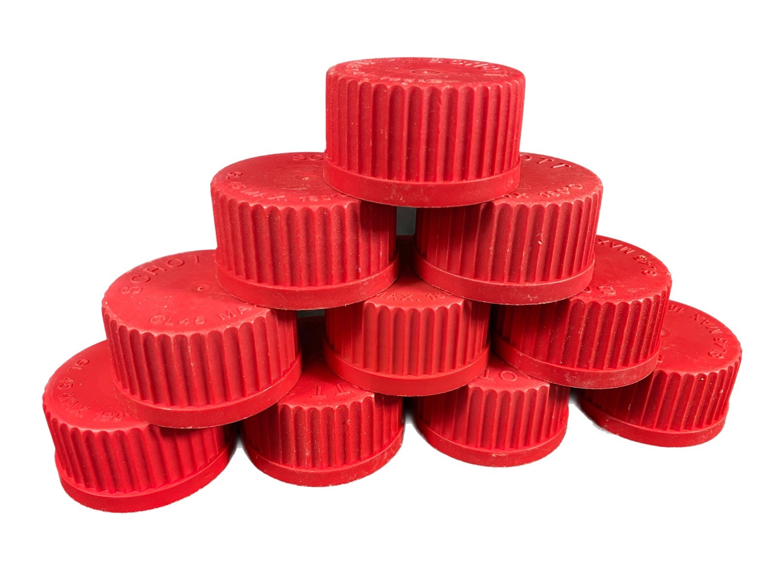SCHOTT DURAN PBT PFTE Red High Temperature GL 45 Screw Cap 292402807 (10/Pack)
