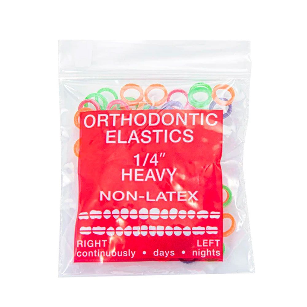 JMU Dental Orthodontic Intra Oral Elastic, Heavy 1/4″ Assorted Neon, 100/Bag
