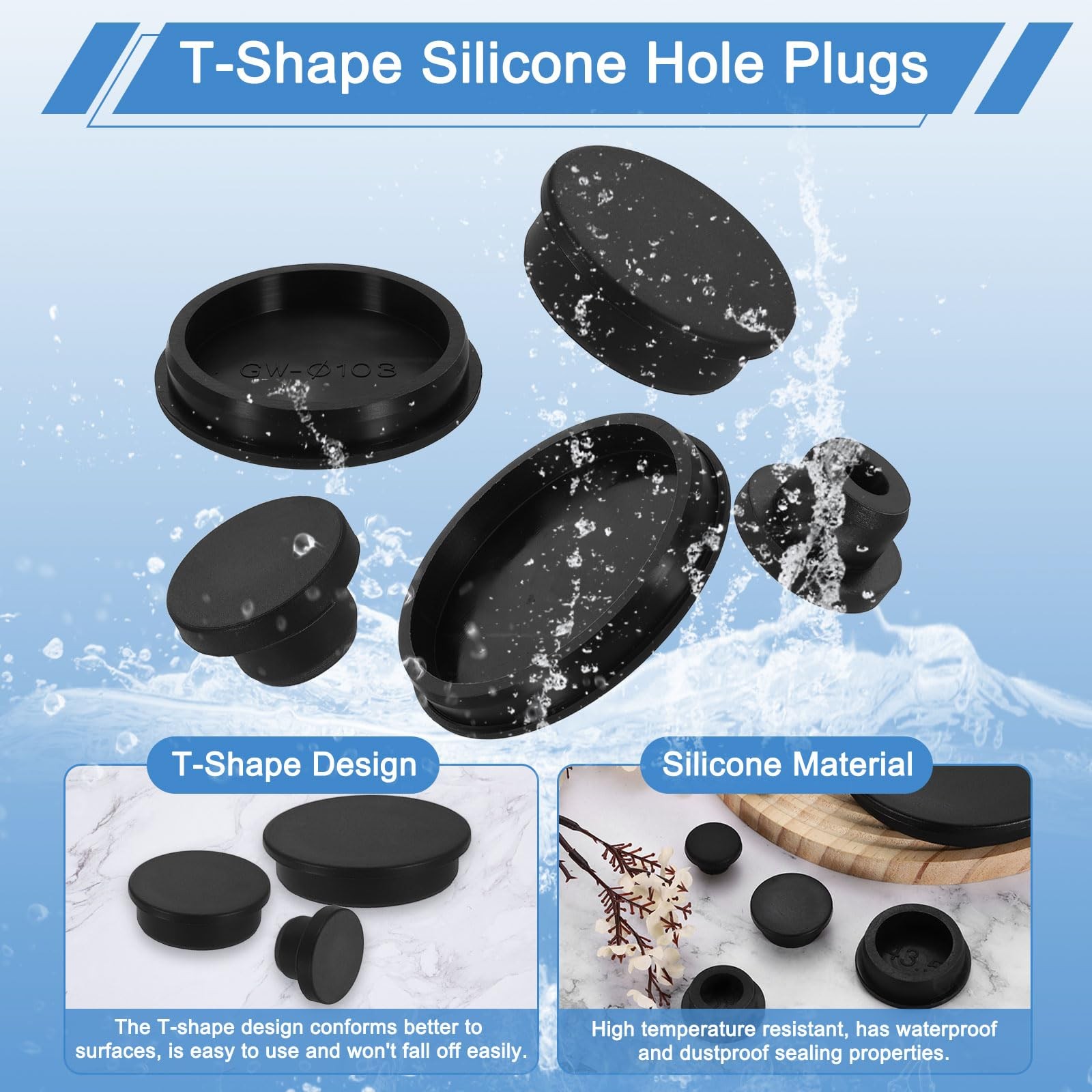 uxcell Silicone Hole Plug, Waterproof Round Rubber Stoppers 100mm/3.94″