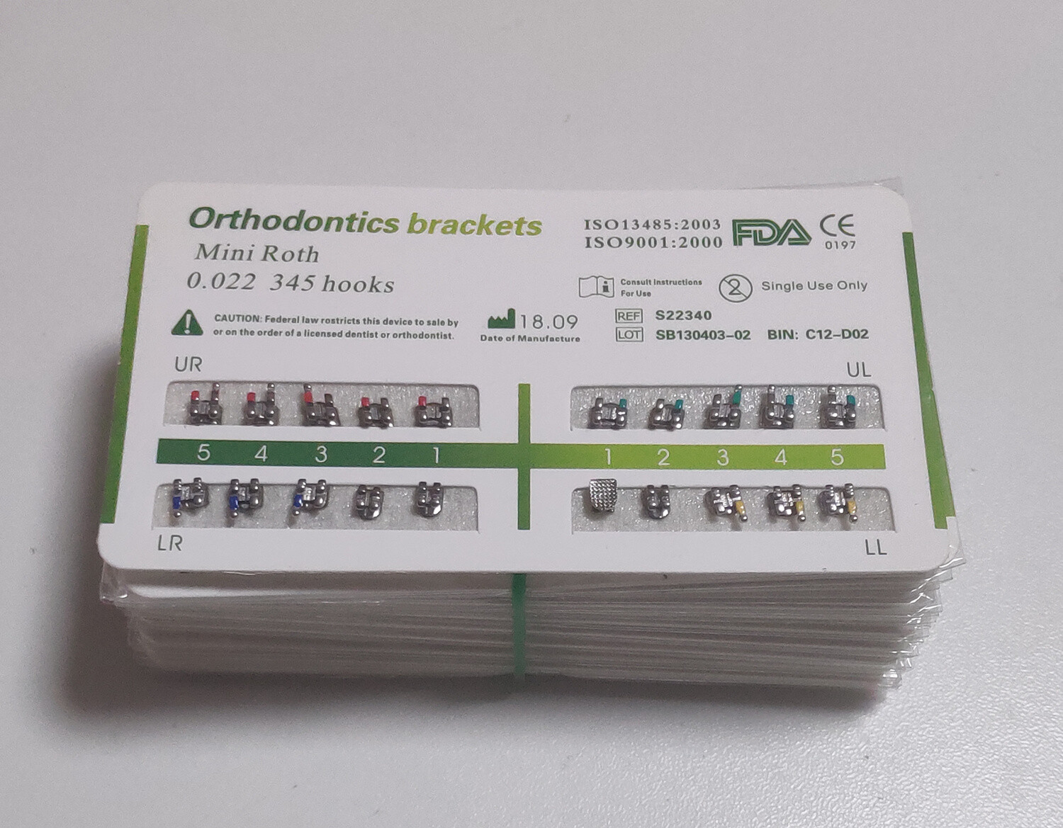 10 Sets Dental Metal Bracket MIM Monoblock Mini Roth 022 345 hooks Mesh Base