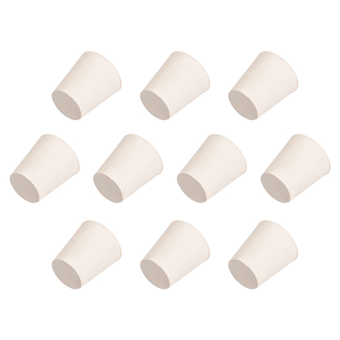 10 x White Tapered Shaped Solid Rubber Stopper for Lab Tube Stopper Size 4