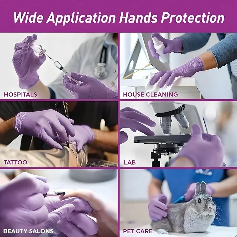 100pc Disposable Nitrile Exam 4-mil Latex Free Cleaning Food-Safe Gloves