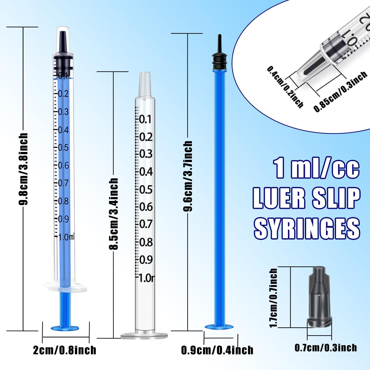 1Ml Syringes with Caps (Pack of 100)