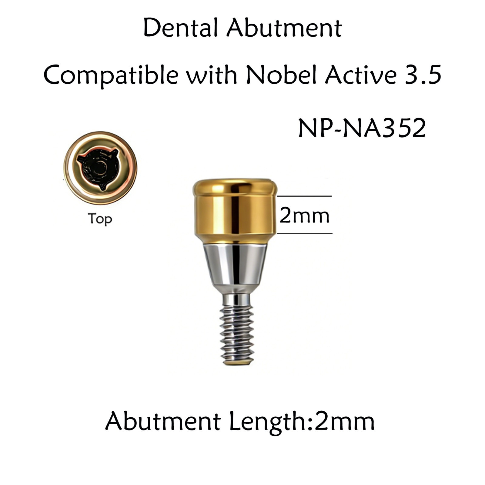 US Nobel Active Locator Overdenture Abutment Narrow Platform NP NA352 & Male Cap