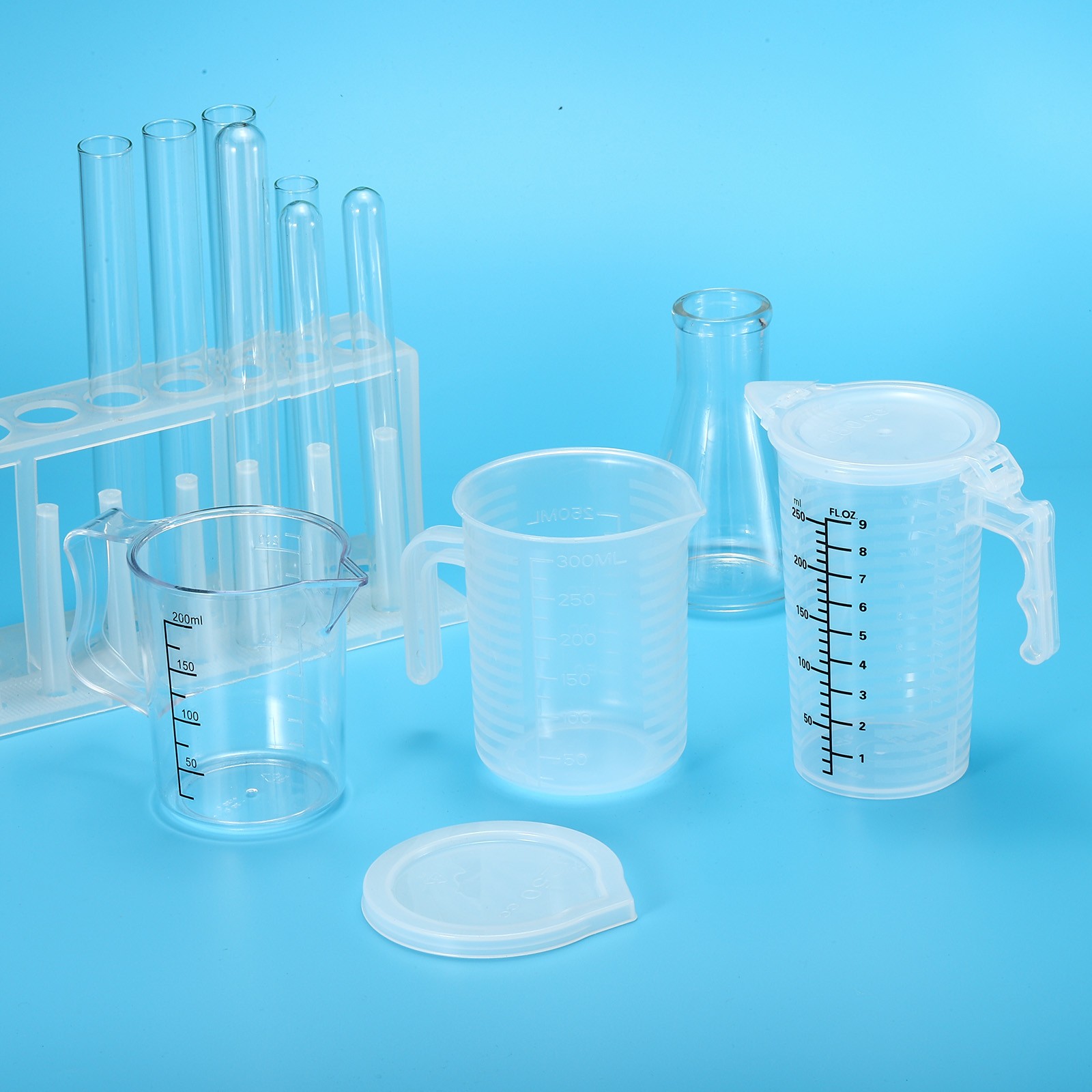 2Pcs Graduated Beaker 500ml PP Plastic Cup Double Sided Black Graduations