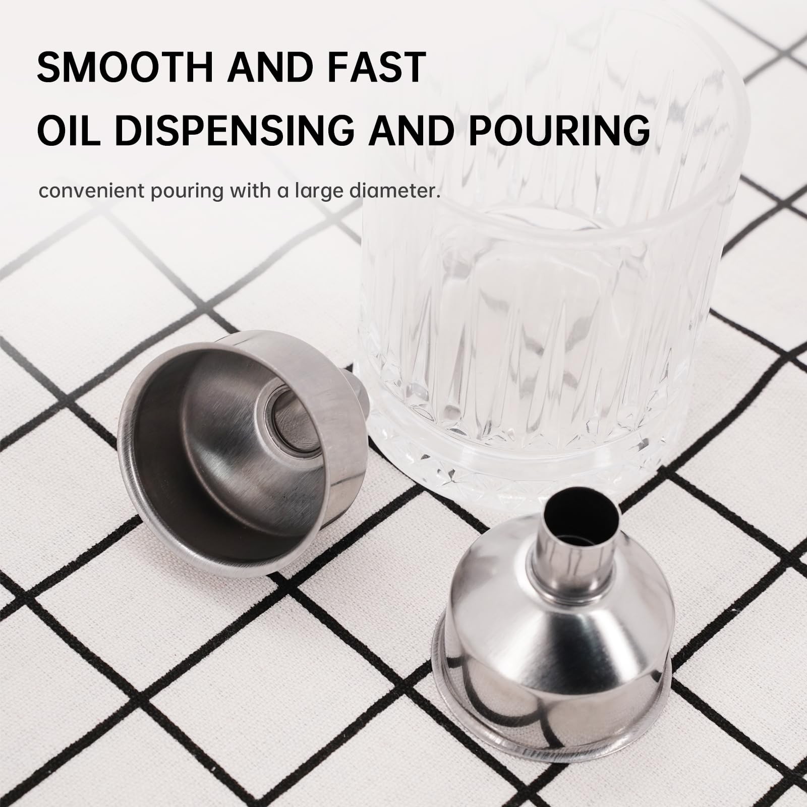 4Pcs Stainless Steel Small Funnel for Flask Funnels Drinking Silver