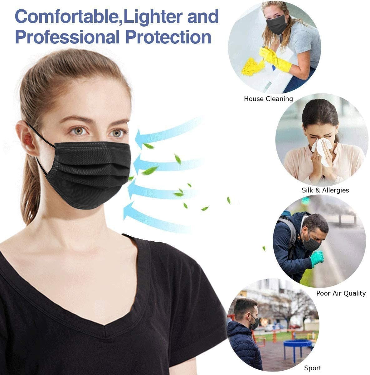100 Pcs Disposable Medical,Surgical,Dental 3-Layers Face Mask Mouth Cover Shield