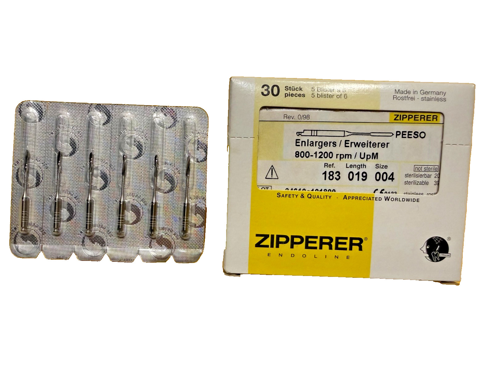 VDW Glidden PEESO Endo Rotary Drills size 5 (5 x 6 pk) 30 units Germany