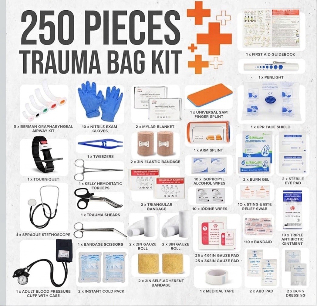 First Responder Kit, EMT Bag with Padded Strap, EMS First Aid Kit