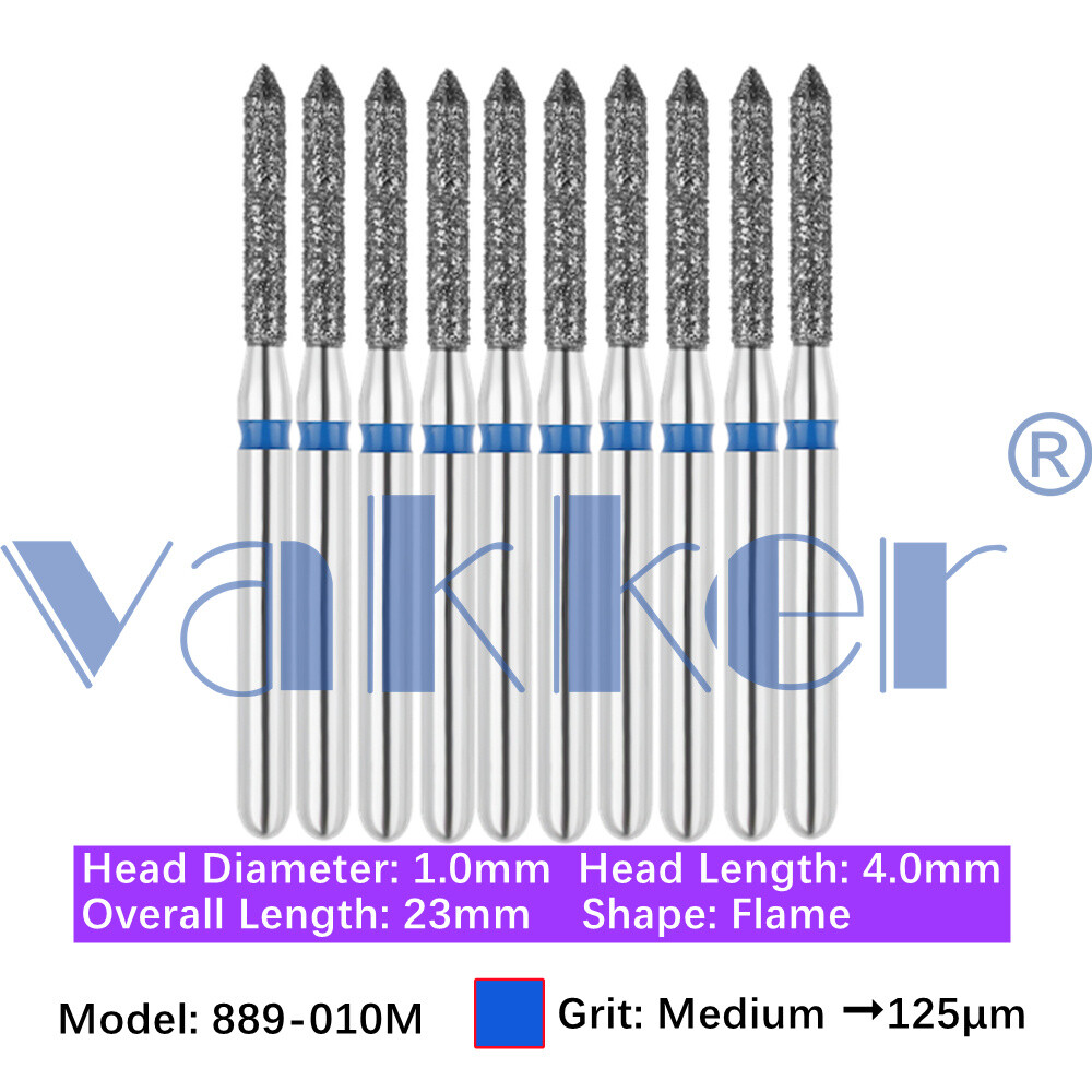 10pc/pk Diamond Burs Shape Flame Diamond Bur Super Fine Medium Coarse