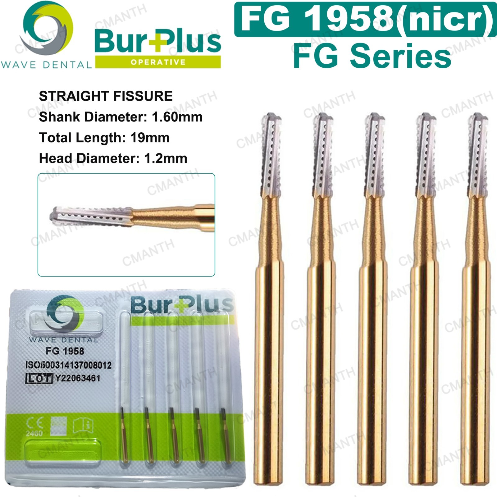 WAVE Dental Carbide Burs Metal Cutting Surgical Bur for High Speed FG1957 1958