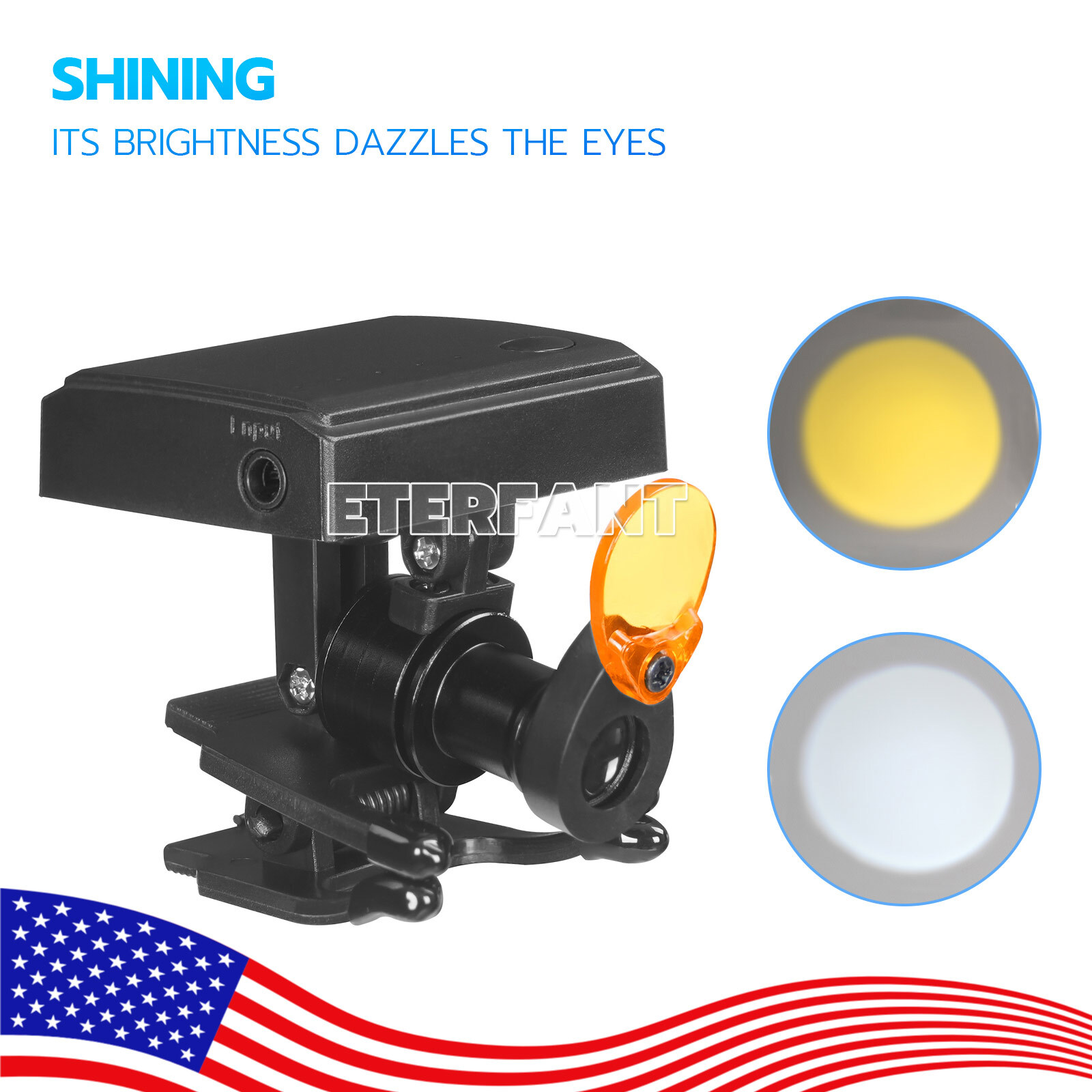 ETERFANT 5W Wireless Dental LED Headlight W/Filter for Binocular Loupe Glasse US