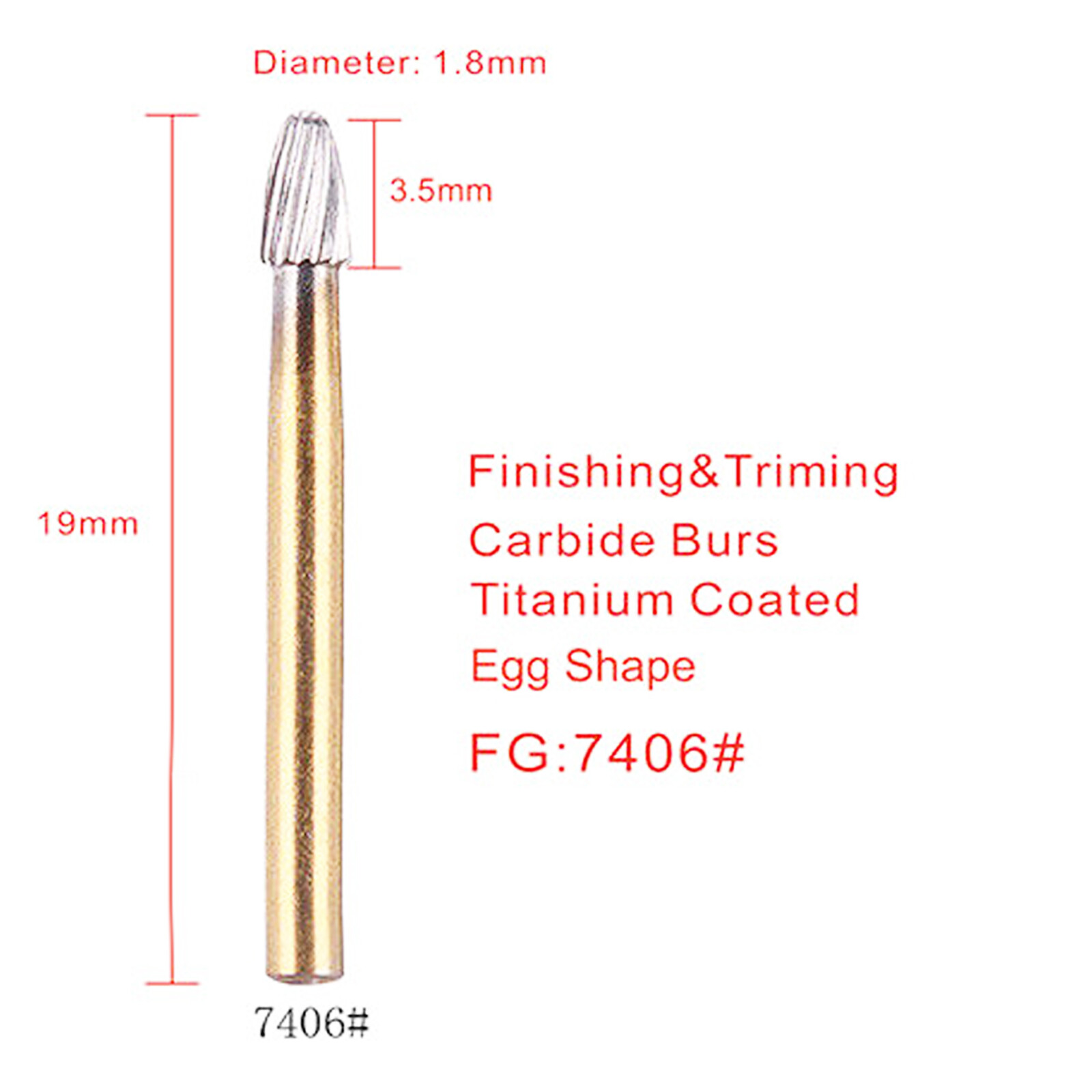 Dental Trimming&Finishing Gold Burs Carbide Burr 7901/7104/7404/7406/1957