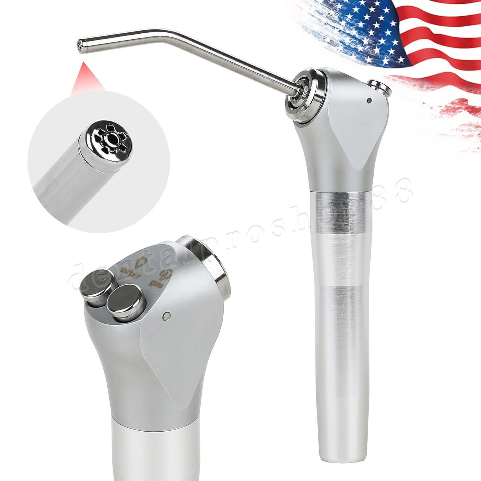 Dental 3 Way Air Water Syringe Triple Spray Handpiece with 2 Nozzles Tips Tubes