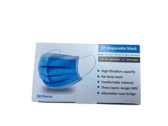 40 Box (2000pcs) Blue 3-Ply Disposable Face Masks This Item Is Expired Oct 2023