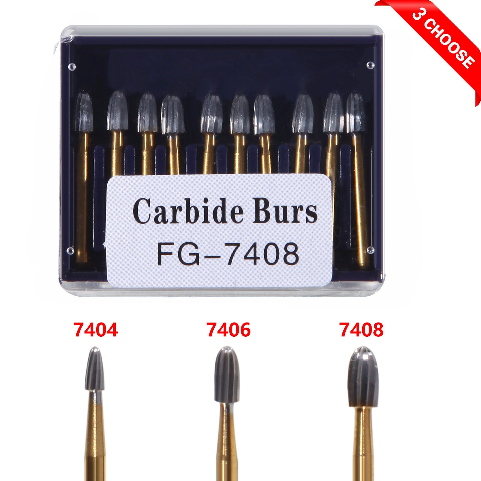 Dental Carbide Burs Trimming & Finishing Egg Football FG 7404 7406 7408