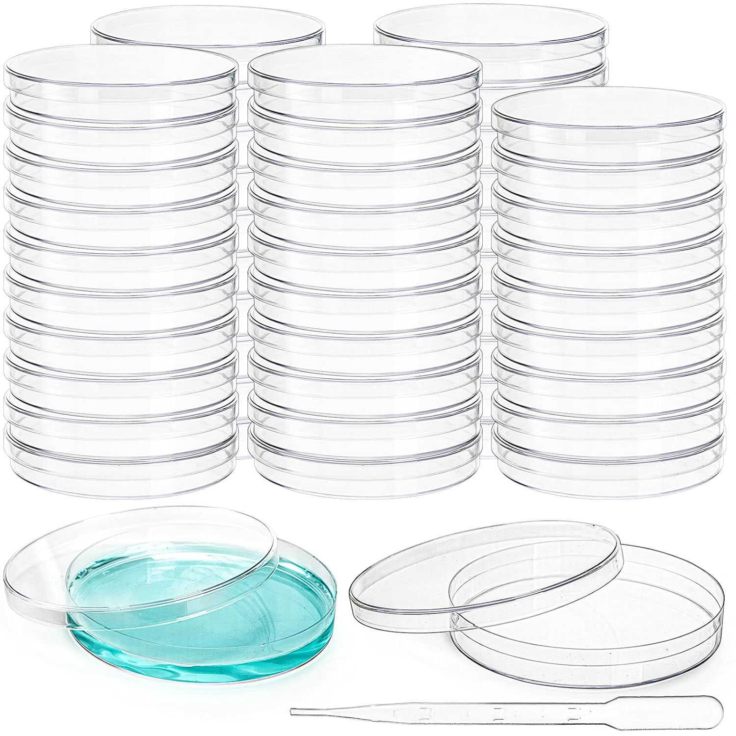 Bekith Petri Dishes with Lids, 50 Pack 90Mm Dia X 15Mm Deep Plastic Sterile