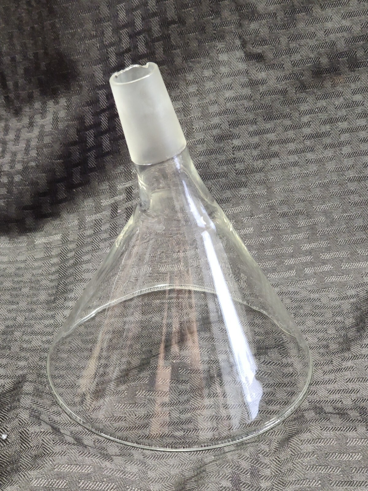 Laboratory Glass 150mm 29/42 Offset Angled Powder Filling Funnel, Chipped