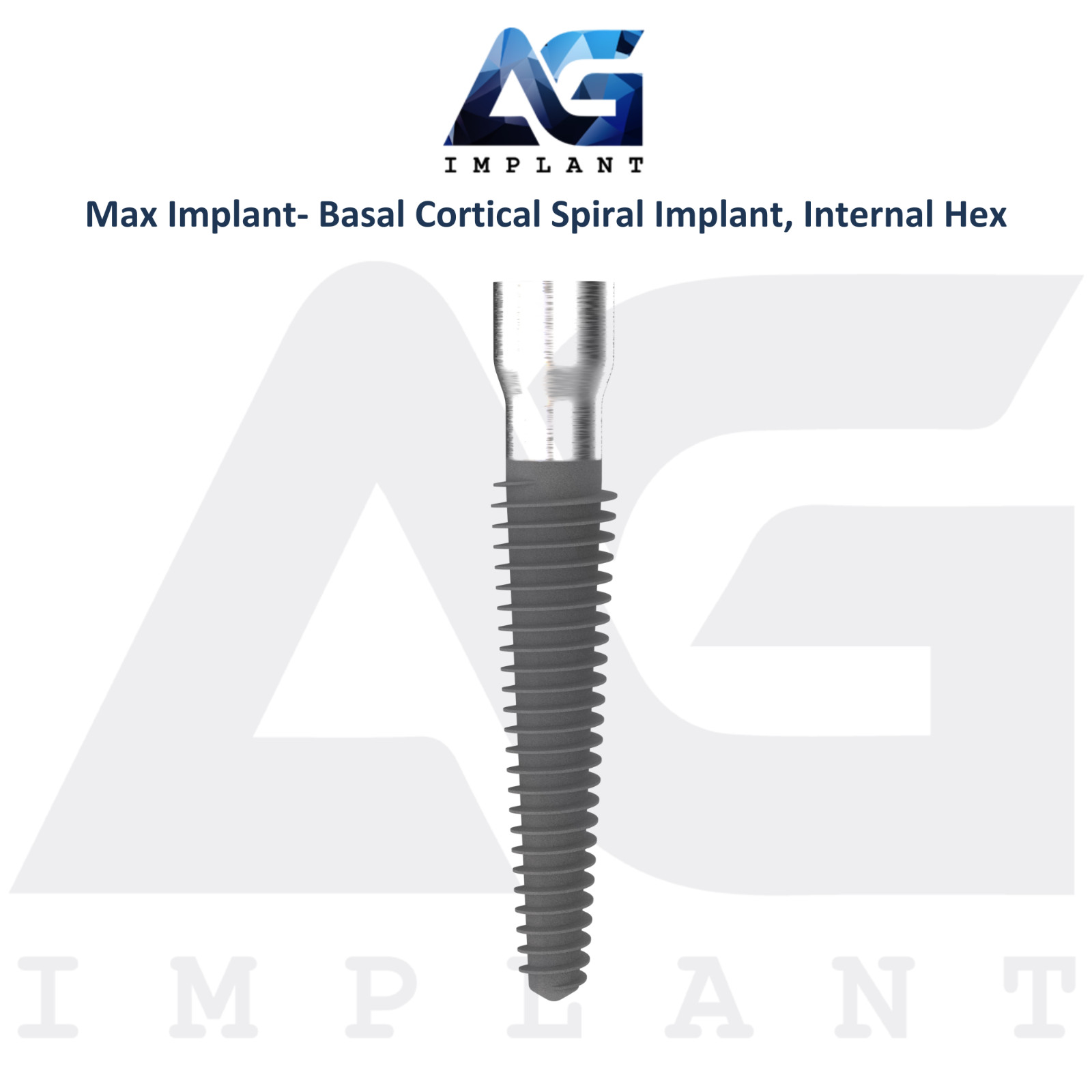 Dental MAX Basal/Cortical Titanium Spiral Fixtures Int Hex 2.42mm System