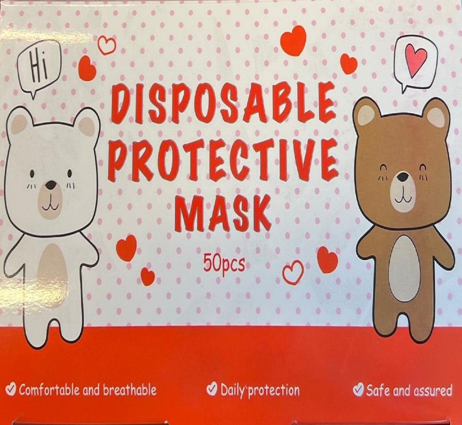 [KIDS] 50 PC Disposable Face Mask 3-Ply Non-Medical Ear loop Mouth Cover-Stitch