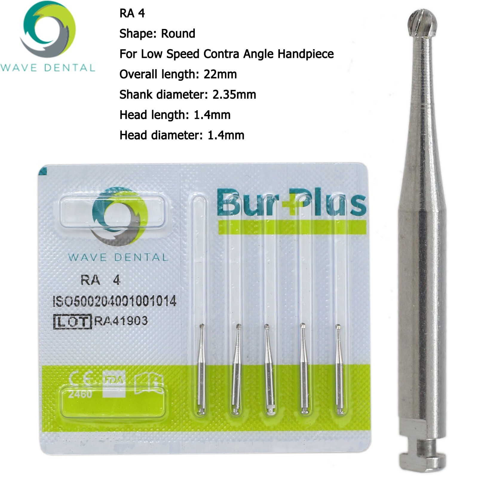 Wave Dental Carbide Round RA Burs Latch Surgical Length Bur RA SURG Contra Angle