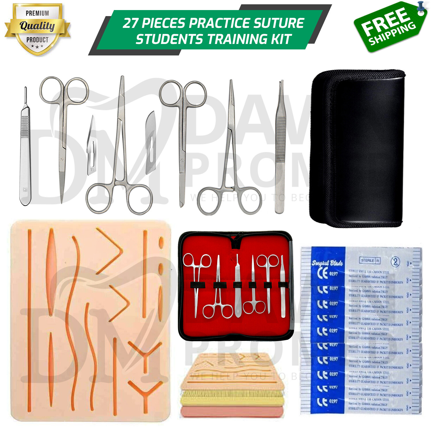 27 Pieces Practice Suture Kit with Pad for Medical Veterinary Student Training