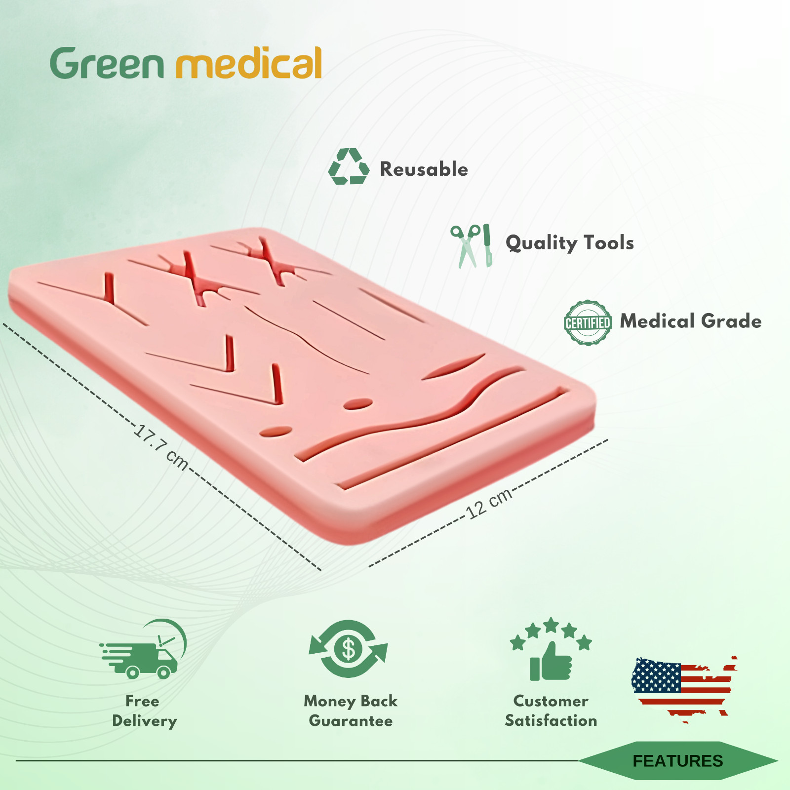 Mini Suture Practice Pad G12 3 Layers With 14 Wounds For Medical Students