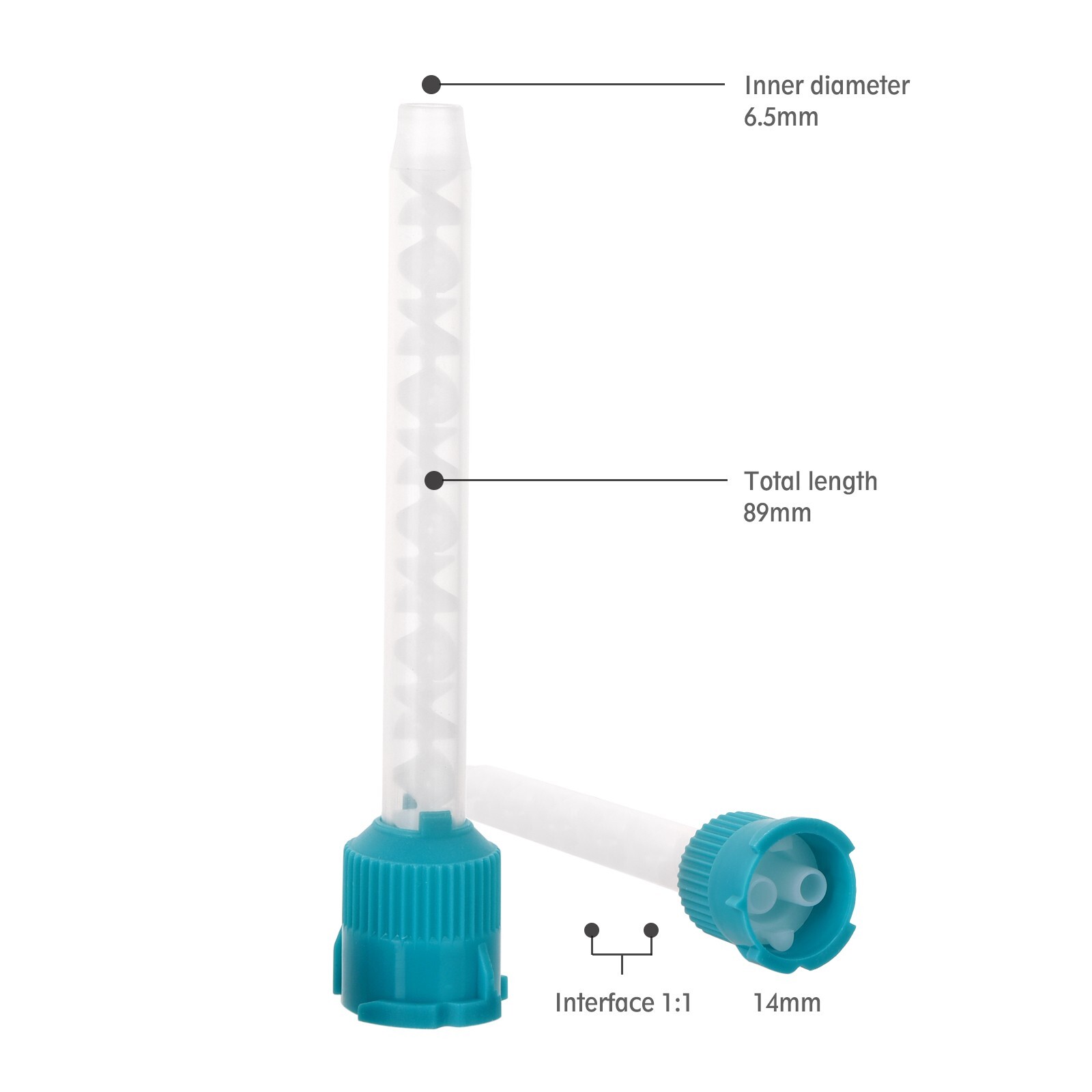 500(10 Bags) Dental Mixing Tips Impression HP Tips Teal 6.5mm(1:1)