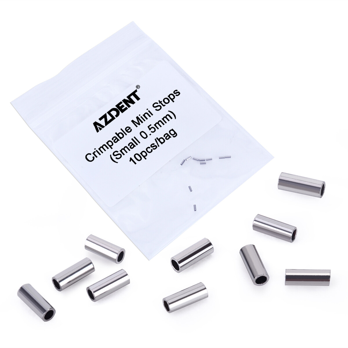 Dental Orthodontic Crimpable Mini Stops 0.5mm/0.8mm for Round Arch Wire 10pc/bag