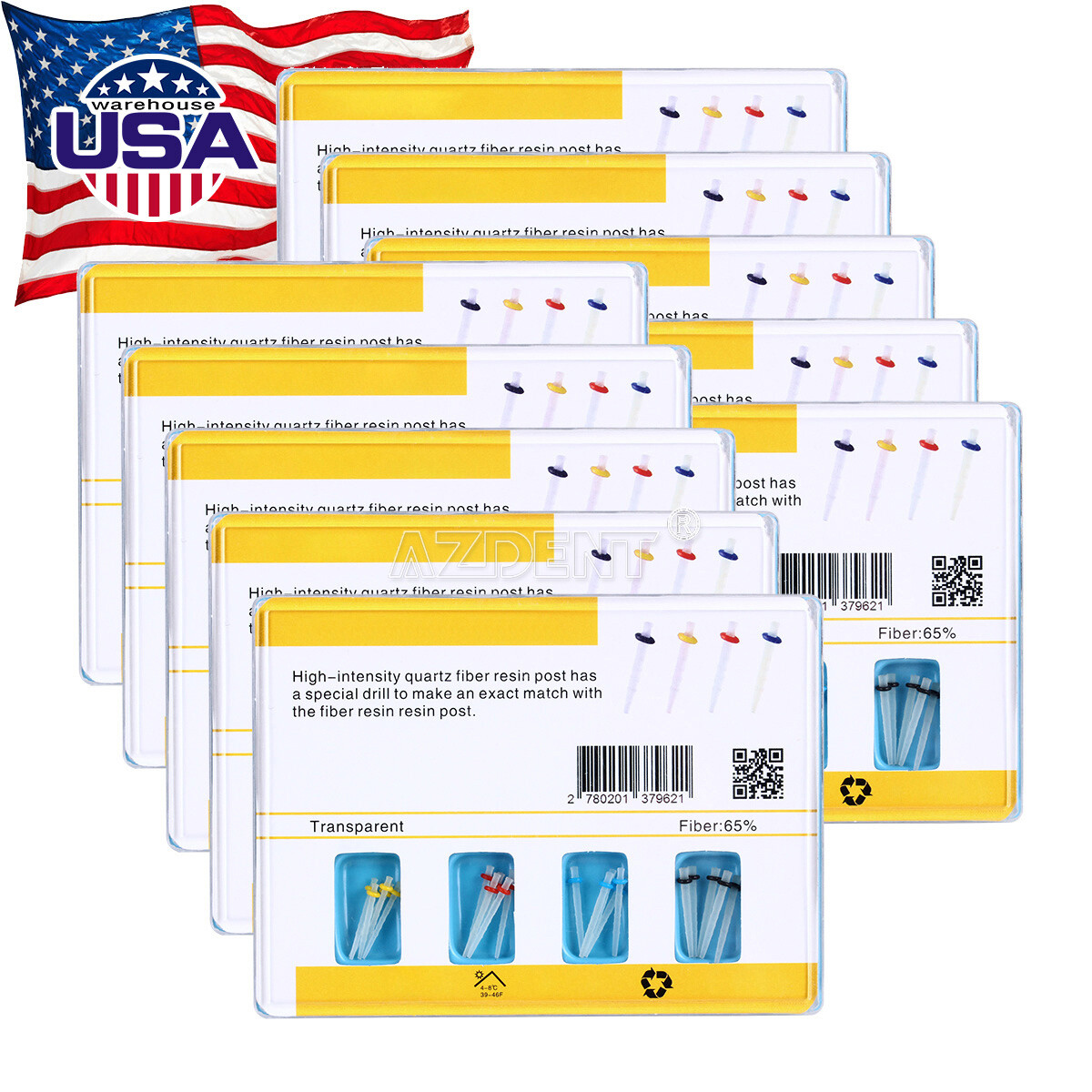 AAA Dental Endo Fiber Post Resin High-intensity Screw Thread Glass +4*Drills
