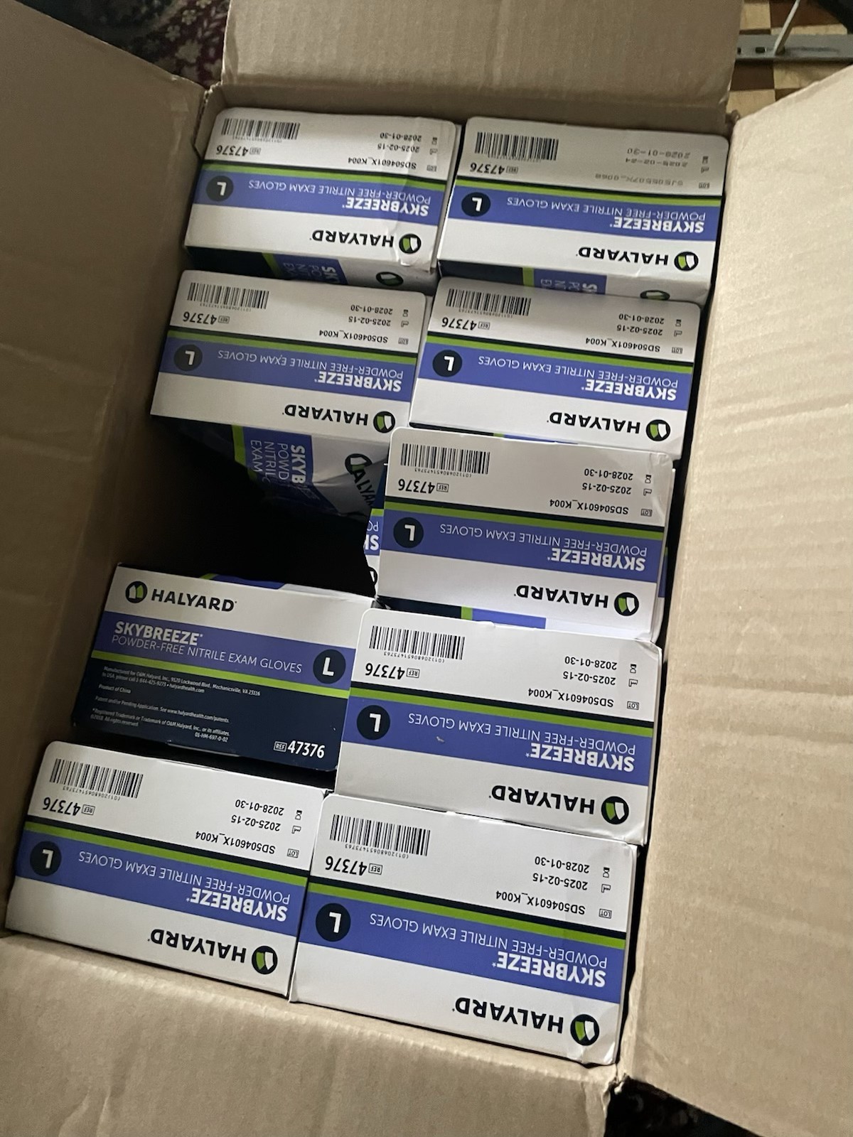 10 Boxes – Halyard SkyBreeze Powder Free Nitrile Exam Gloves Sizes: S, M, L, XL