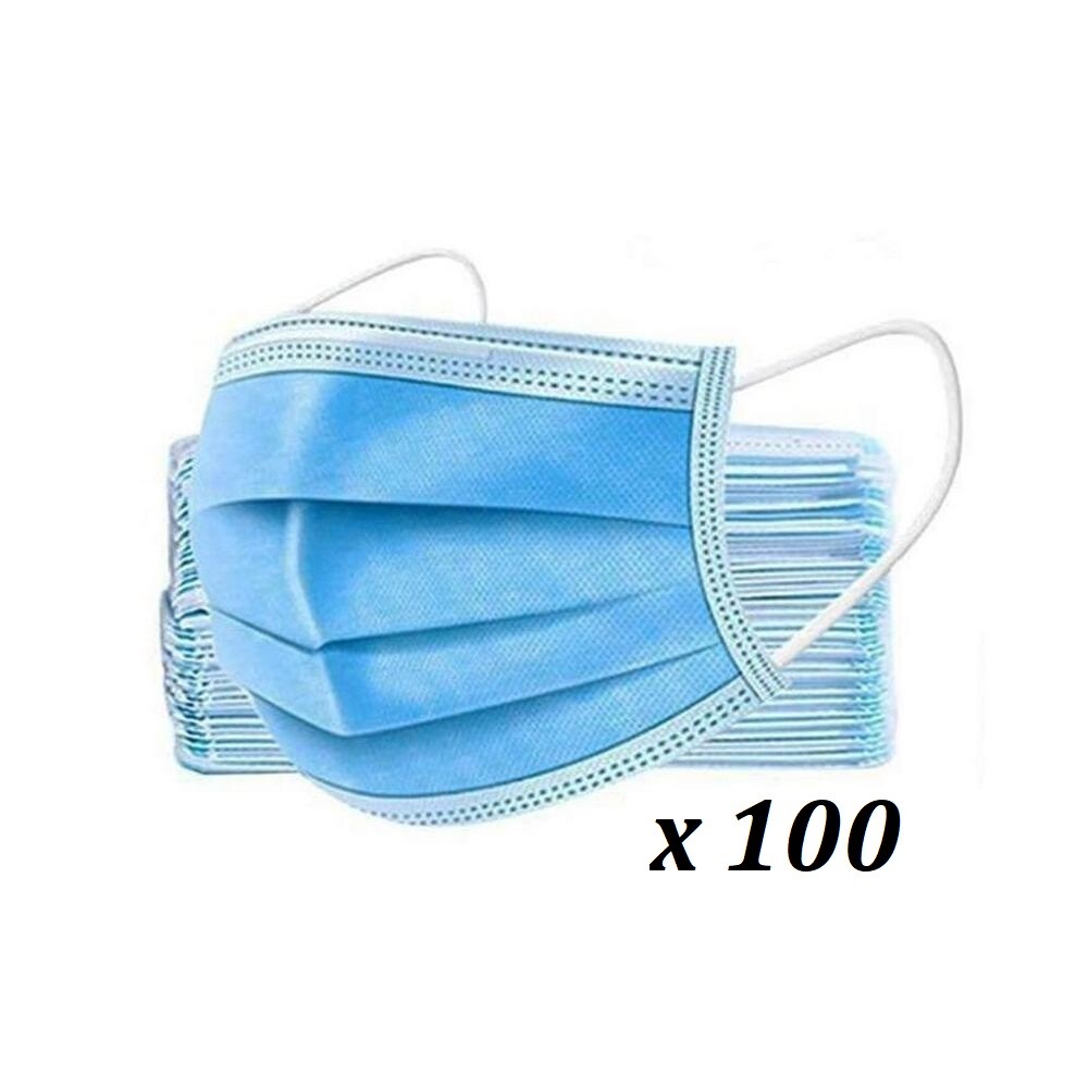 100 PCS Face Mask Medical Surgical Dental Disposable 3-Ply Earloop Mouth Cover