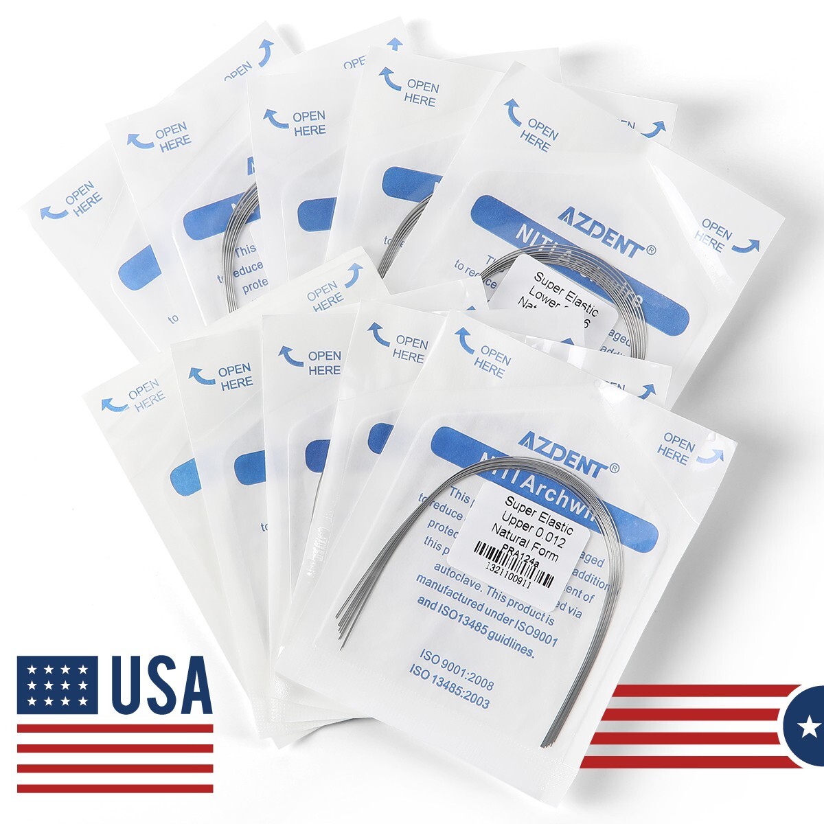 10pcs AZDENT Dental Orthodontic Elastic Niti Round Arch Wires Natural Form Round