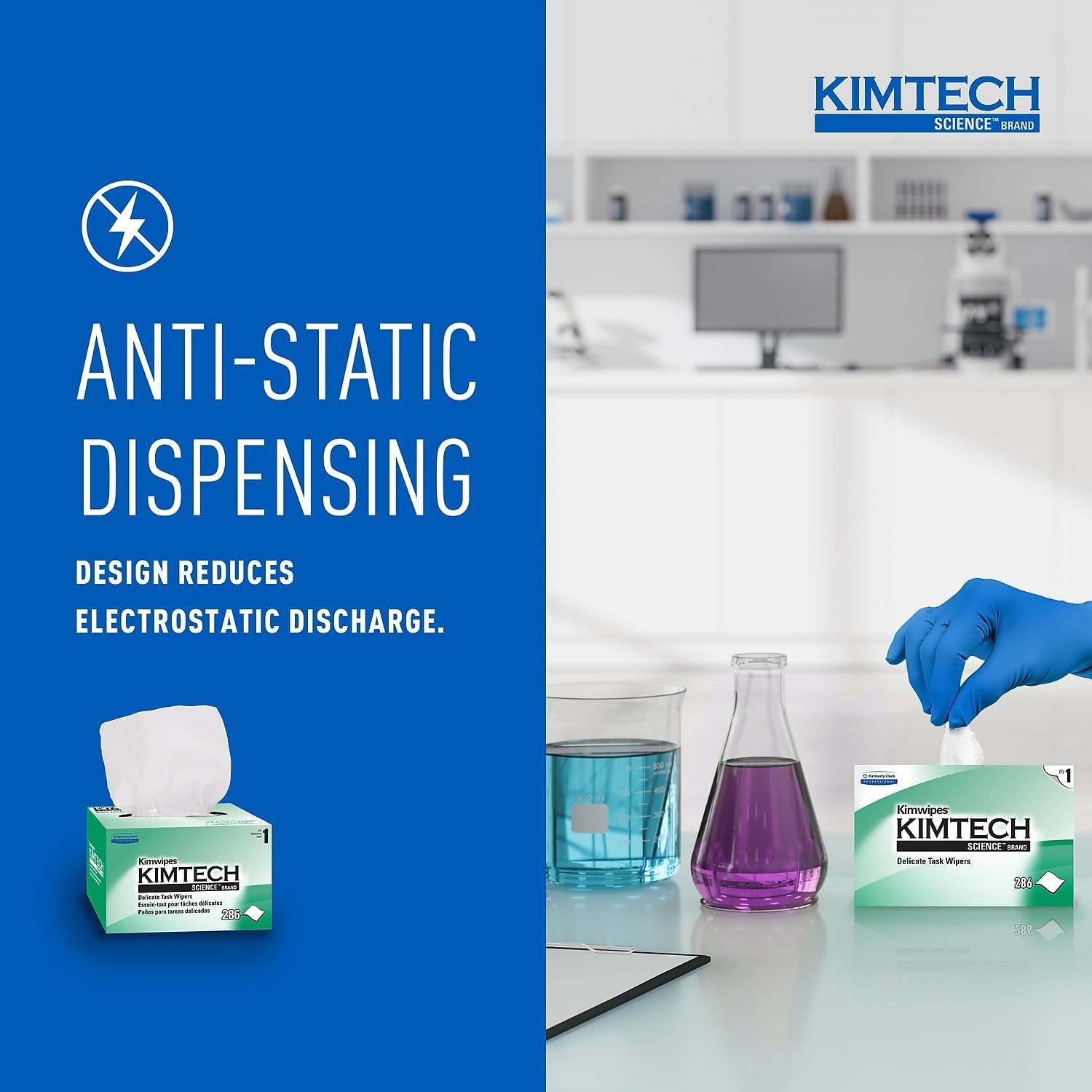 1-Ply Unscented Kimwipes – Light-Duty Wipers for Labs, 286 Efficient Dispensing