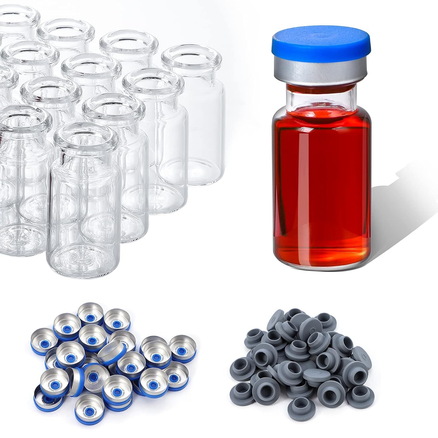 1000PCS 2/3/5/10/20ml Glass Vials Headspace Sample Vials w/ Crimp Top (Optional)