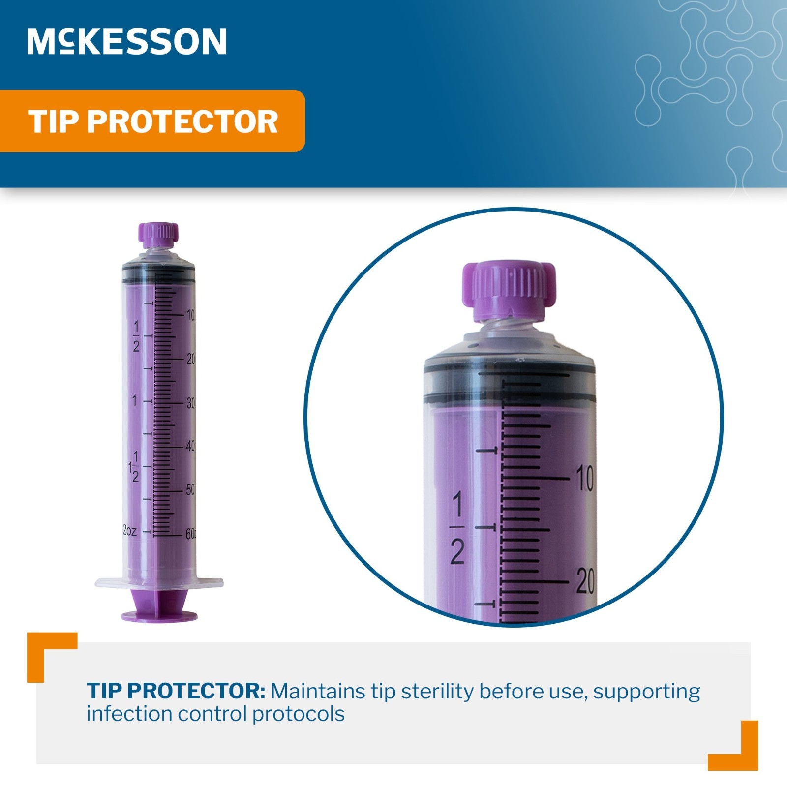 McKesson Enteral Feeding/Irrigation ENFit Tip Syringe 60cc – Count of 30