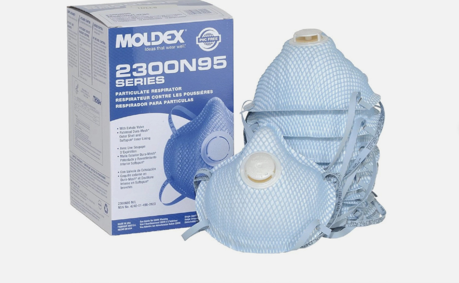 Moldex 2300 N95 Particulate Respirator Mask w/ Breathing Exhalation Valve 10/Box