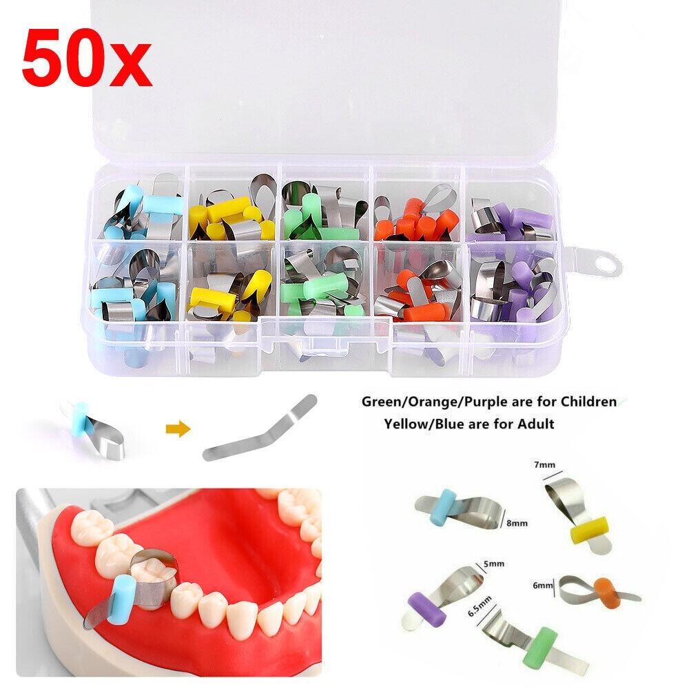 50Pcs/Box Dental Sectional contoured Metal Matrix Bands Retainerless Locker