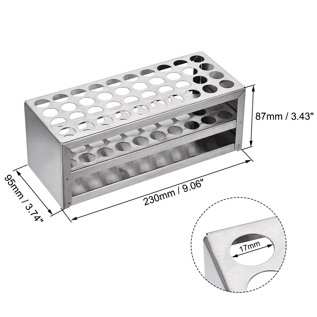 Stainless Steel Test Tube Holder Rack 40 Hole 3 Layers for 14-16mm Tube