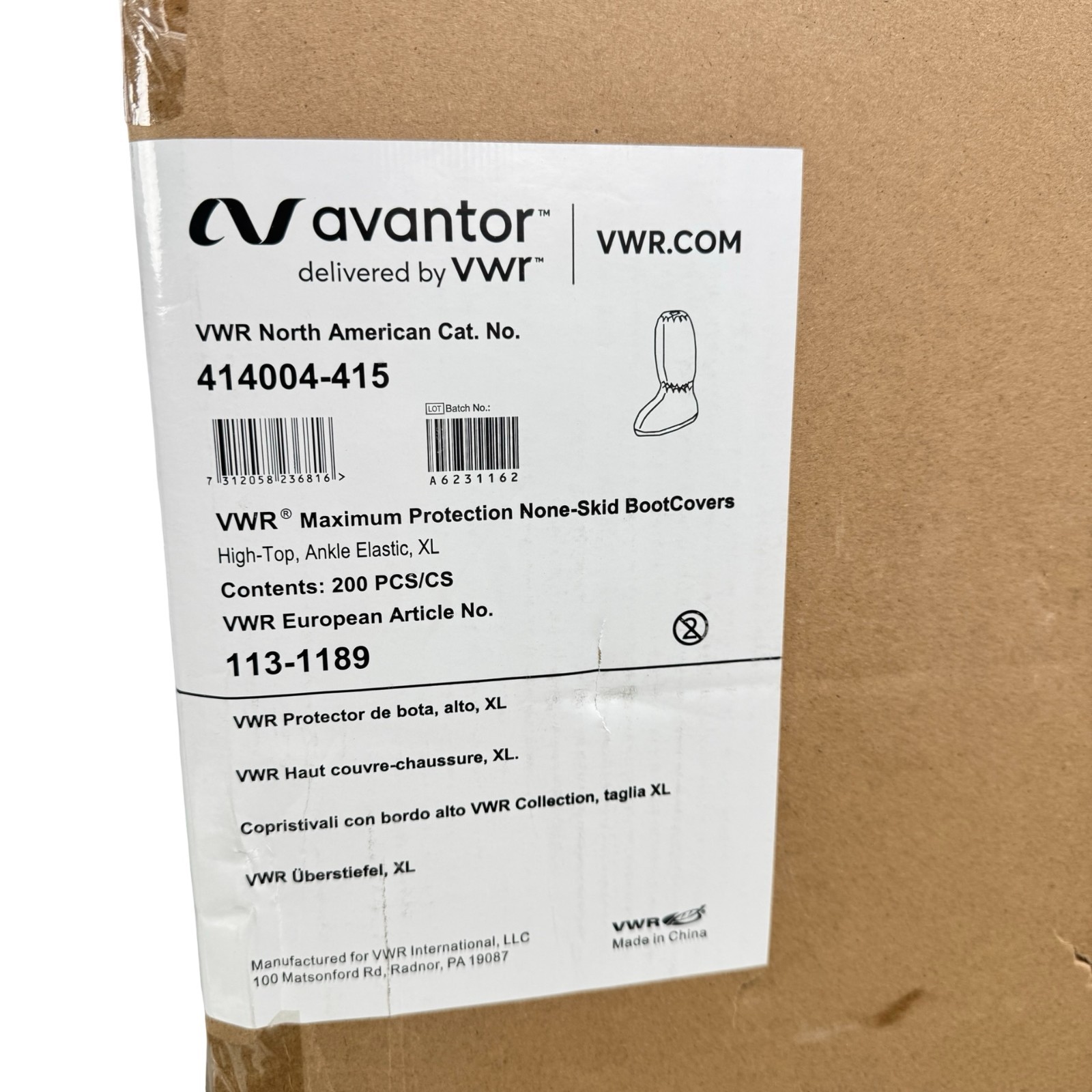 VWR 414004-415 Maximum Protection None-Skid BootCovers Ankle Elastic XL 200 PCS